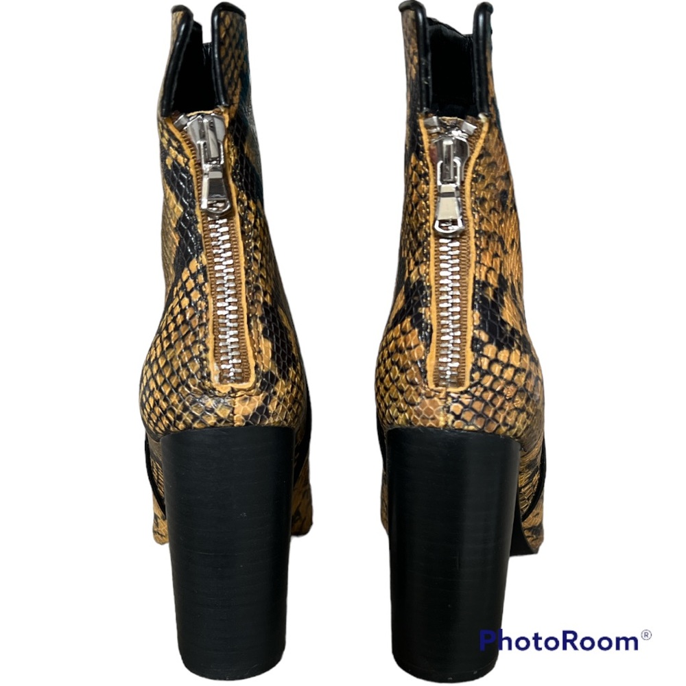 Aqua “Soren” mustard black snake print genuine leather tall block heel boot 8.5 - Picture 4 of 4